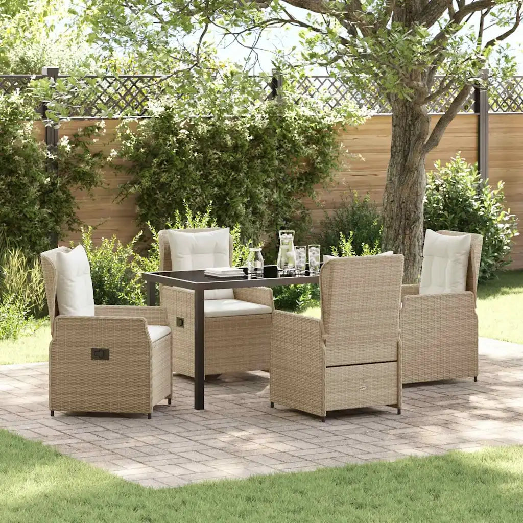 Set da Pranzo per Giardino 5 pcs Beige e Grigio Chiaro