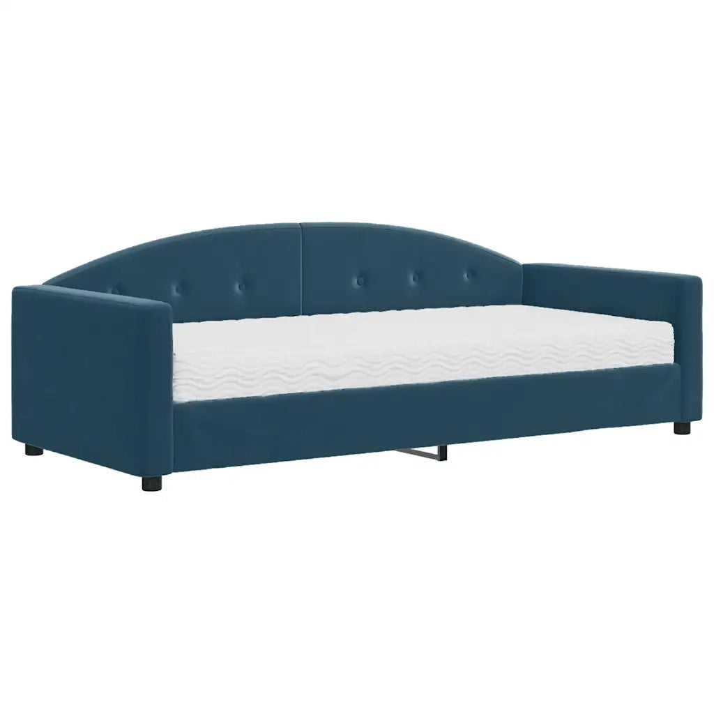 Divano Letto con Materasso Blu 90x200 cm in Velluto 3197276