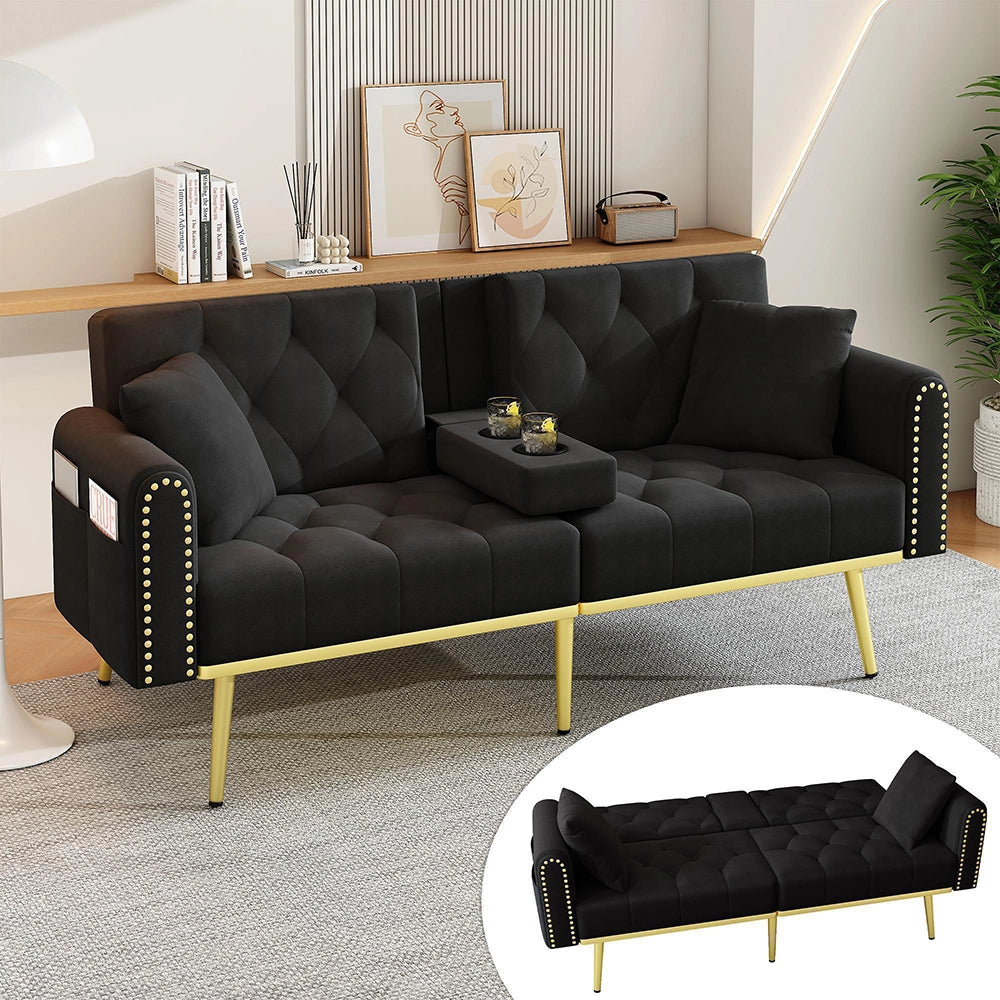 Divano letto convertibile - Xylo - Doppio, 3 livelli reclinabili, nero