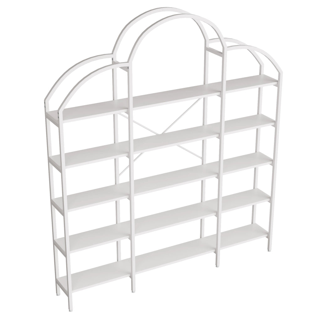 SCAFFALE 170x26x190 cm 5 Ripiani MDF e Metallo Bianco
