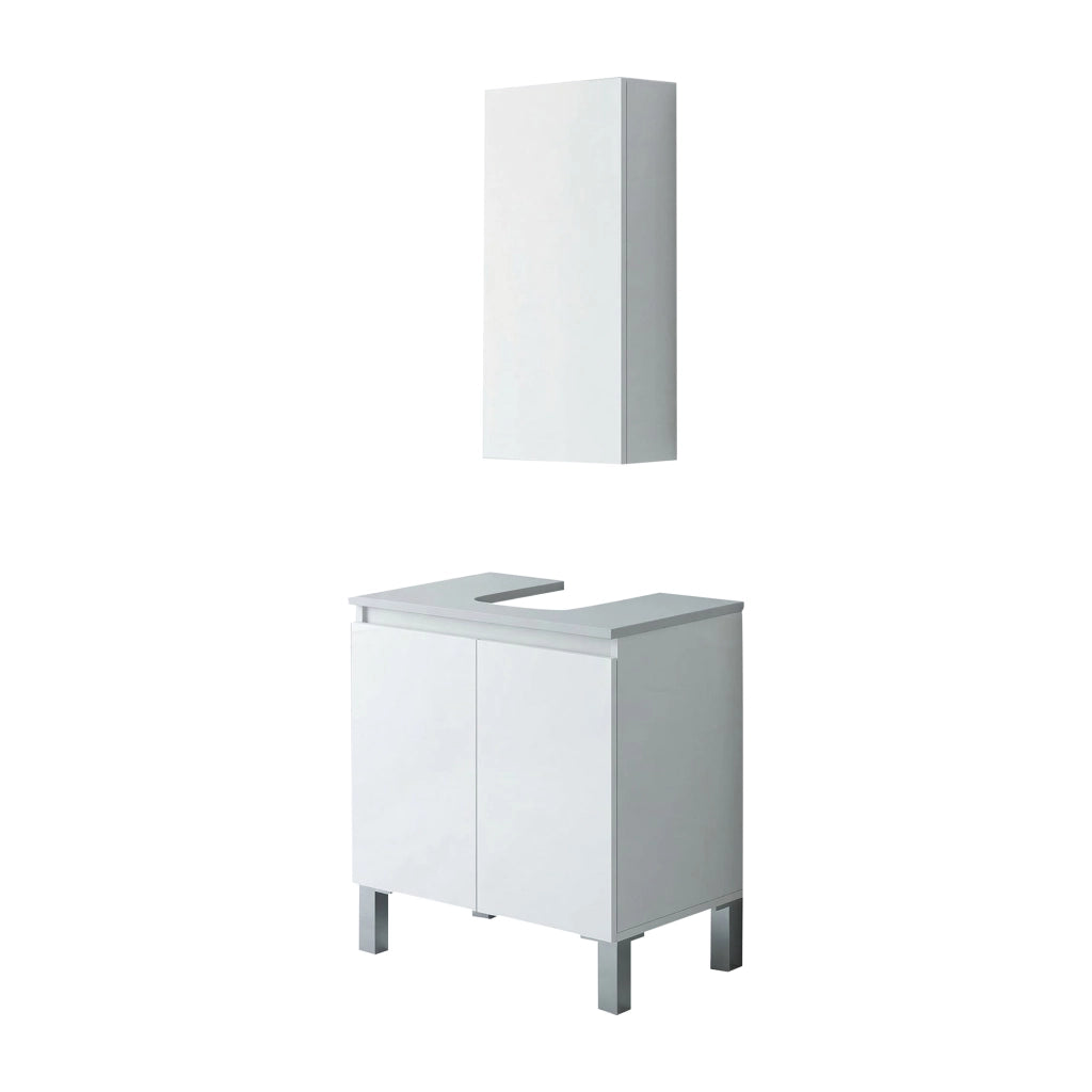 Vignola, set Mobili Bagno 3 Ripiani, Bianco Lucido