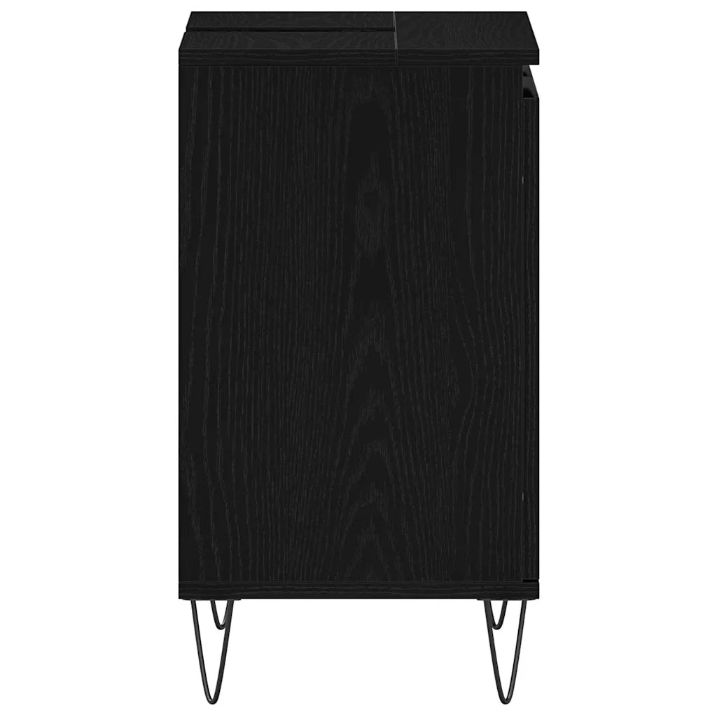 Armadio per Lavabo da Bagno-Armadietto da bagno-Mobiletto da bagno Rovere Nero 58 x 33 x 60 cm 653975