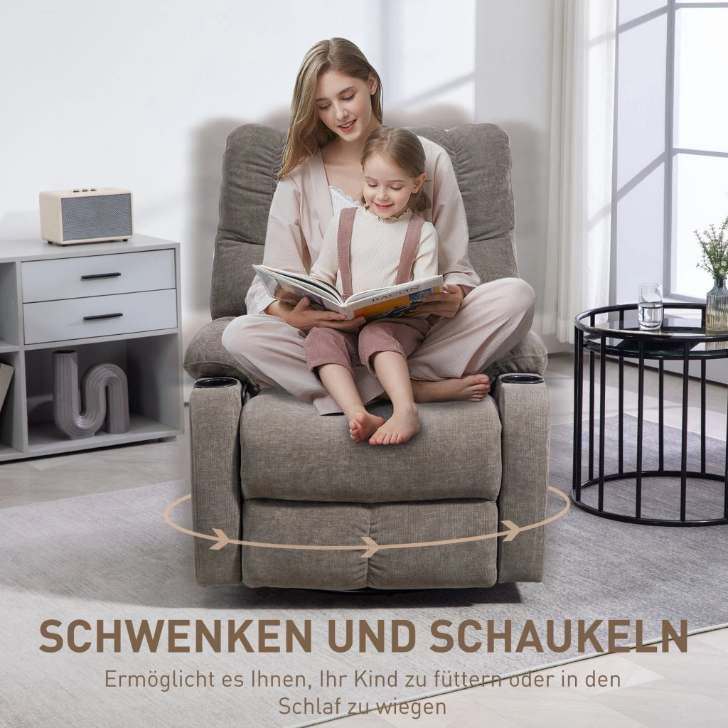 Poltrona relax girevole con poggiapiedi ¨C Minimal ¨C beige chiaro 88x96x108