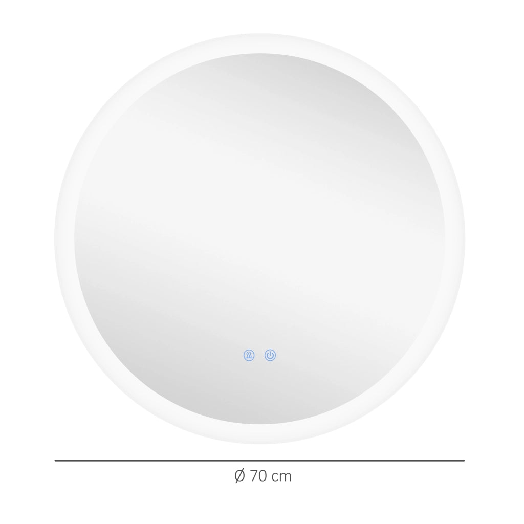 Specchio Bagno Rotondo LED 70x70cm ¨C Xylo ¨C Antiappannamento 3 Luci Touch