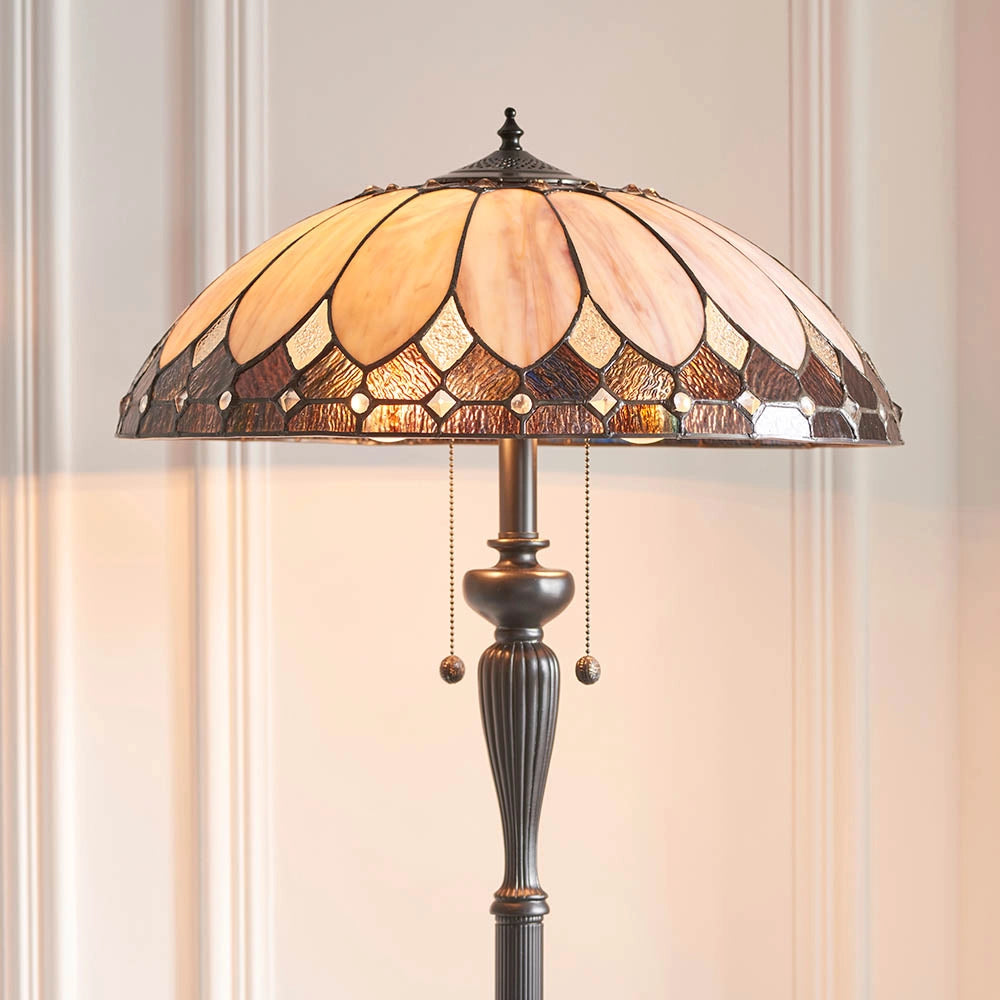 Lampada da terra Tiffany BROOKLYN vetrata 2xE27 dimmerabile