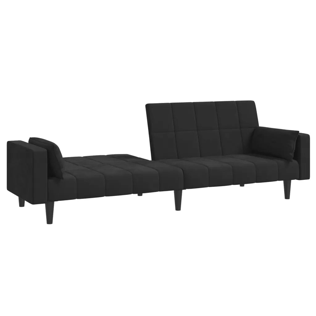 Divano Letto a 2 Posti con 2 Cuscini Nero in Velluto 375850