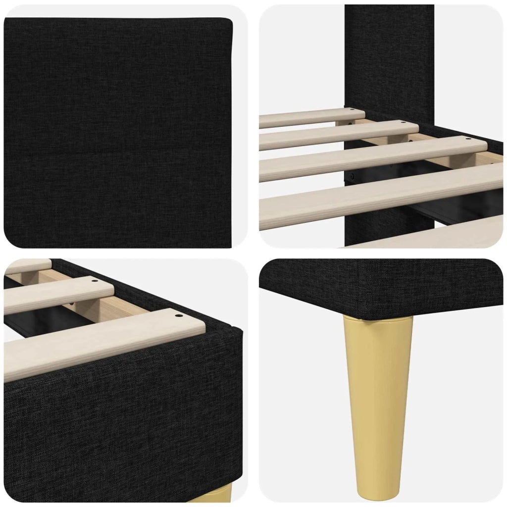 Struttura del letto con testiera-Giroletto Nero 200 x 200 cm Tessuto 535409