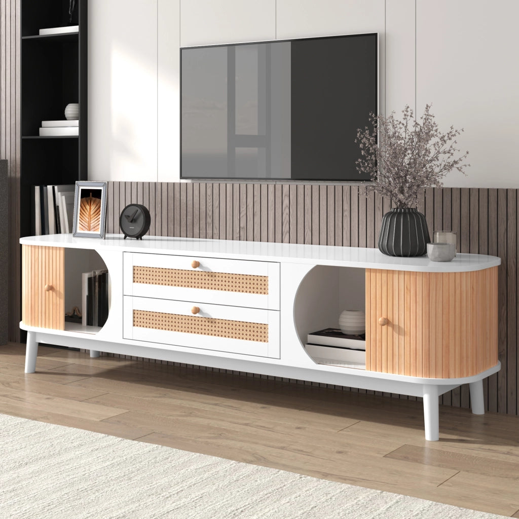 Cassettiera per TV bianca in MDF lunghezza 170 cm