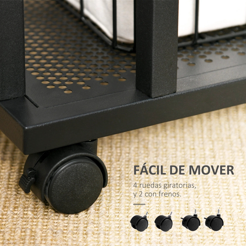 Tavolino da caff¨¨ con ruote ¨C Minimal ¨C Legno e metallo 51x36x65 cm