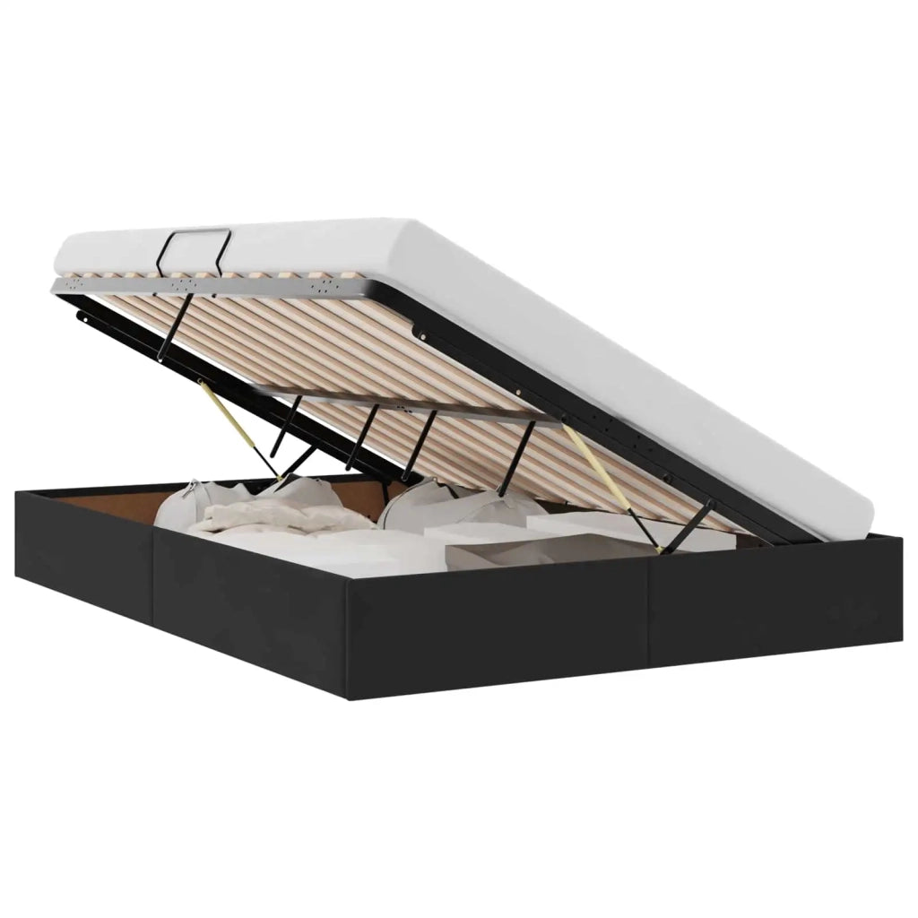 Letto ottomano con archiviazione Nero 140 x 200 cm Velluto 3442888