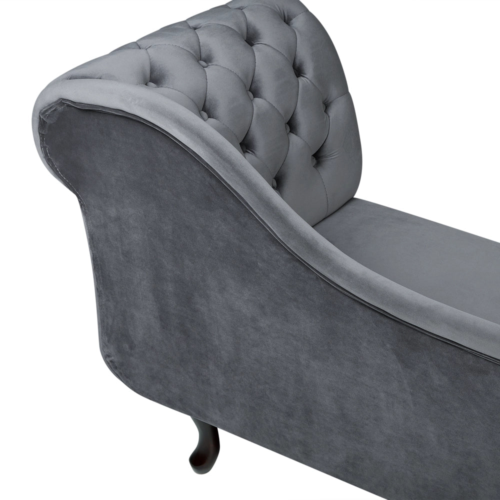 Chaise longue Grey versione destra Velluto abbottonato testa chiodata