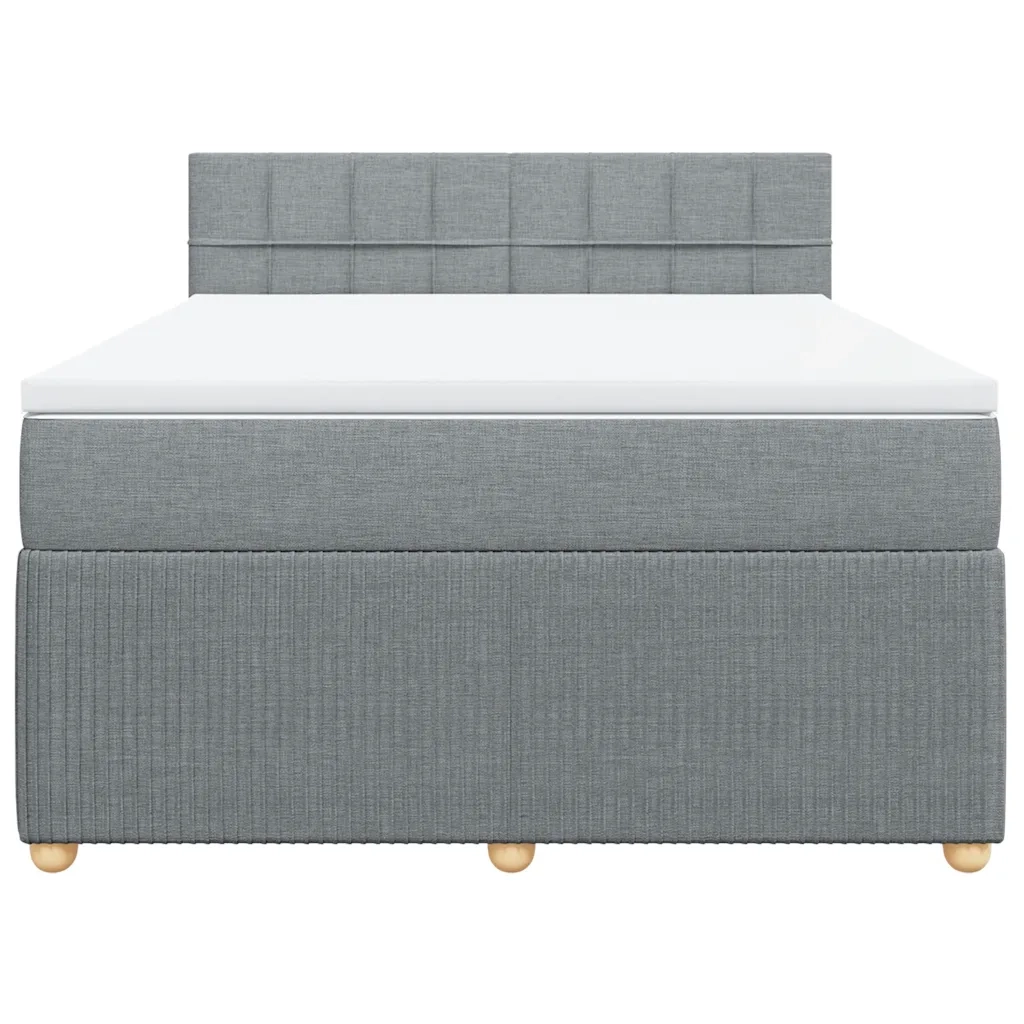Giroletto a Molle con Materasso Grigio Chiaro 140x200cm Tessuto