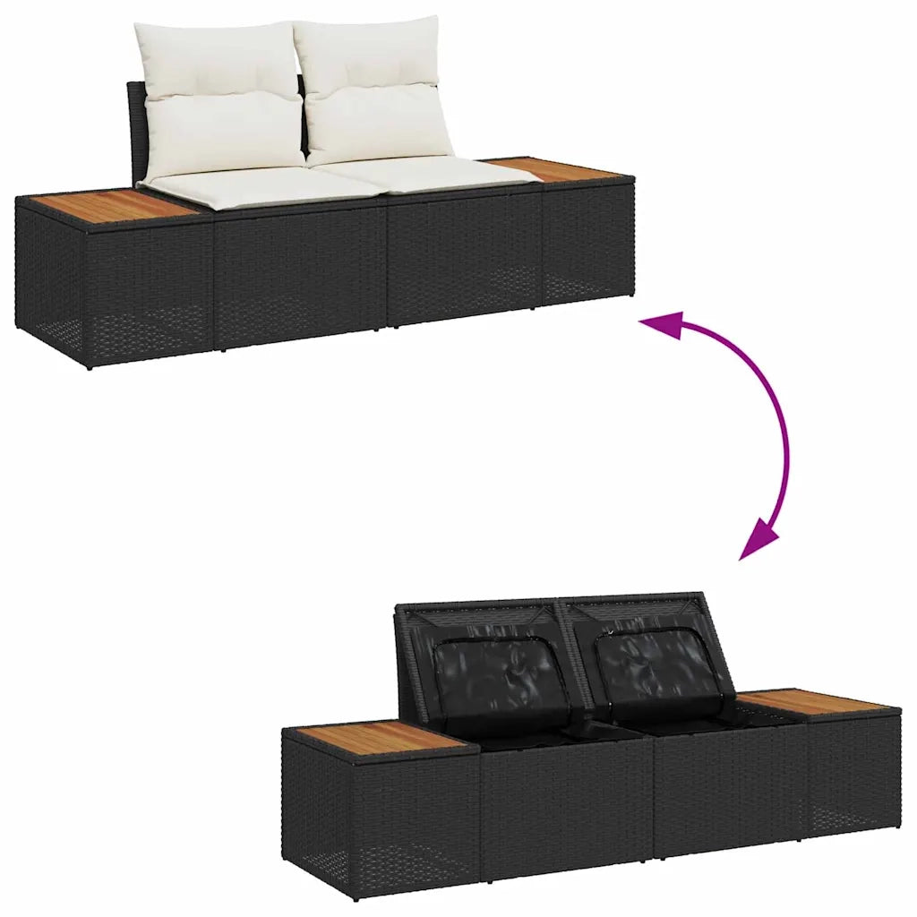 Set Divano da Giardino 8 pcs Nero e Crema Polyrattan 3356797