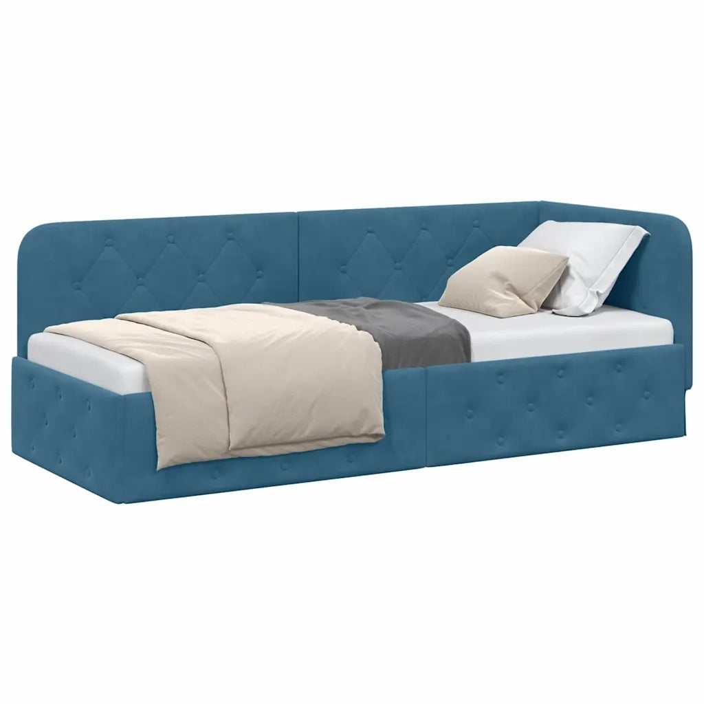 Cornice del letto ad angolo Blu 80 x 200 cm Velluto 42016512
