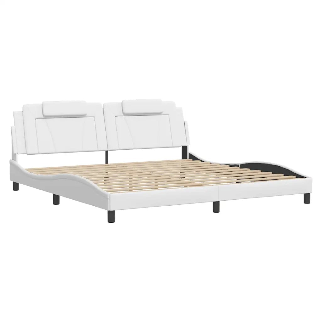 Letto matrimoniale | Letto per adulti | Giroletto Viana senza Materasso Bianco 200x200 cm in Similpelle