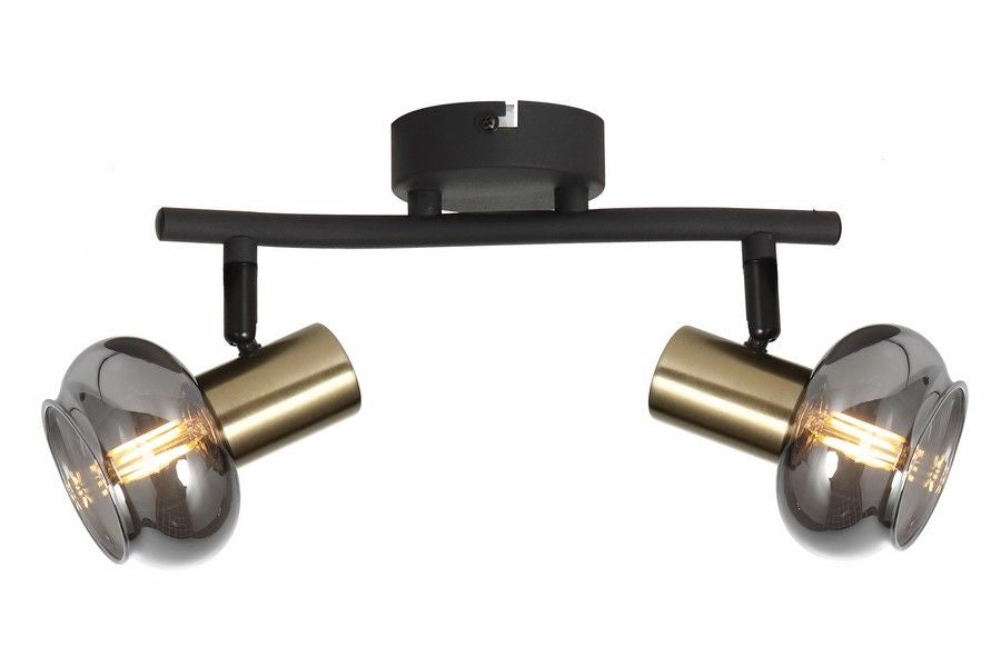Plafoniera Lauree Reality nera oro 2 luci E14 dimmerabile
