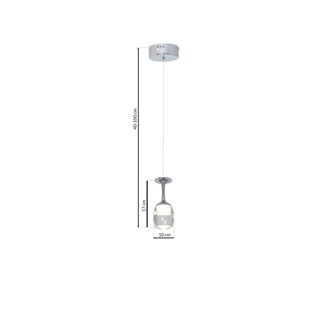 Lampada a sospensione Milagro Coppa LED 5W cromo trasparente