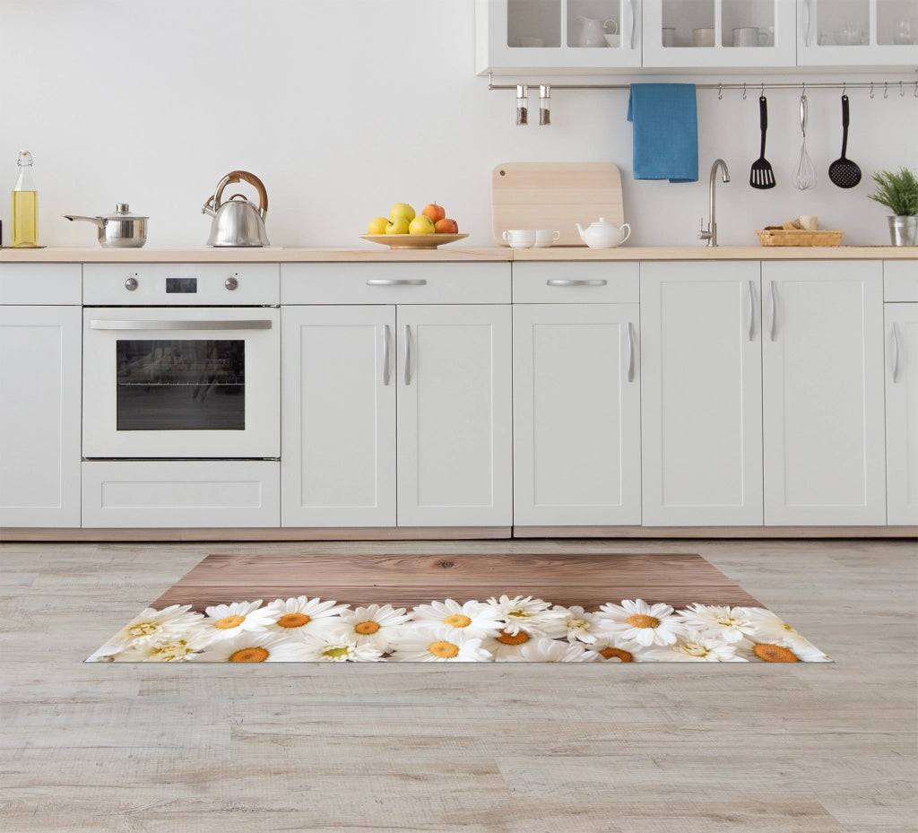 Tappeto Cucina Antiscivolo Made in Italy Passatoia Antimacchia Multiuso Corridoio Soggiorno Lavabile in Lavatrice - 50x400 - Margherite