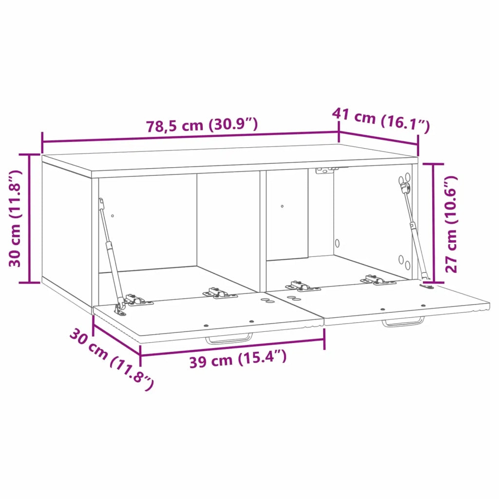 Mobile Porta TV da Muro-Credenza per TV sospesa Rovere Sonoma 78,5 x 41 x 30 cm 890383