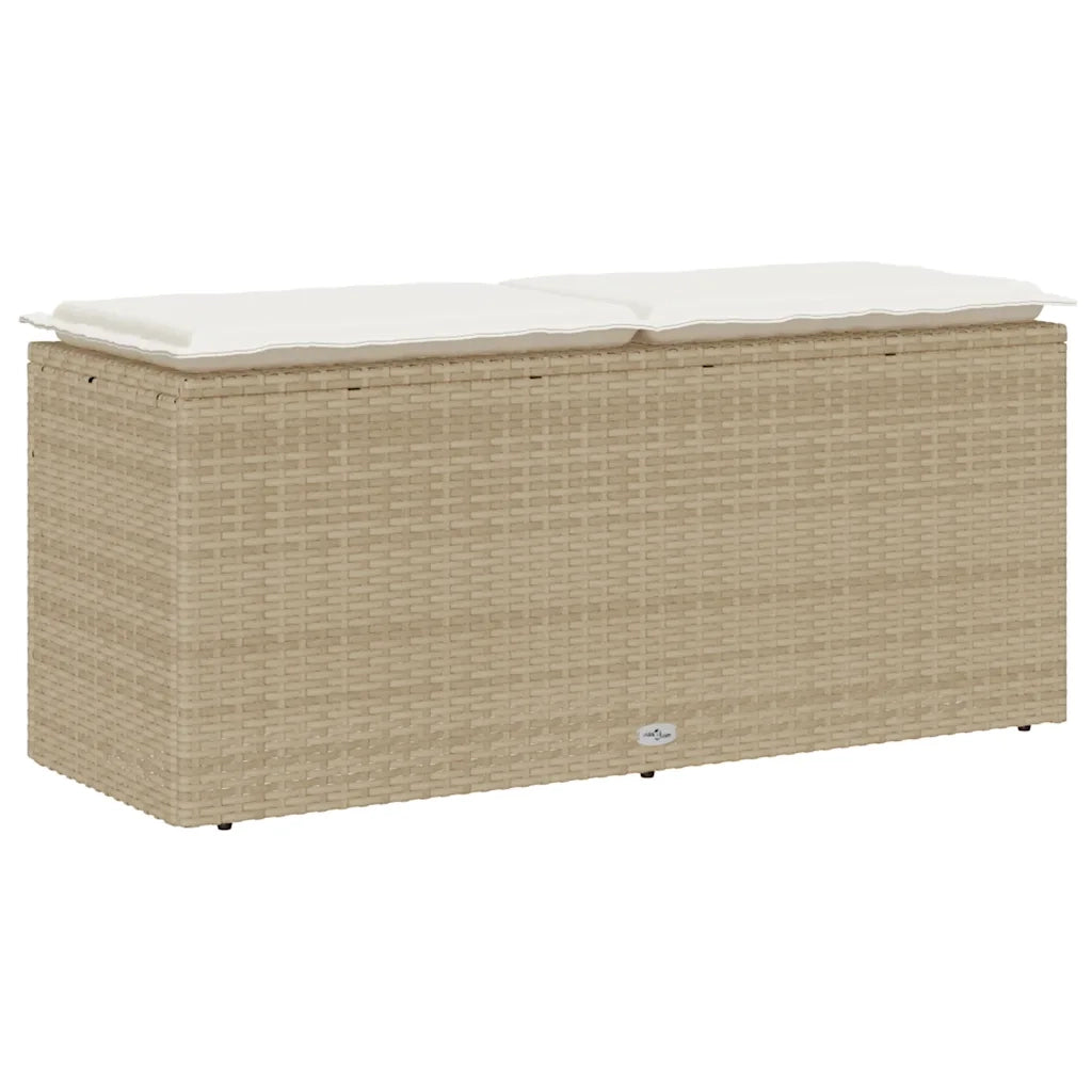 Panchina da Giardino | Panca da Giardino con Cuscino Beige 110x40x44 cm in Polyrattan