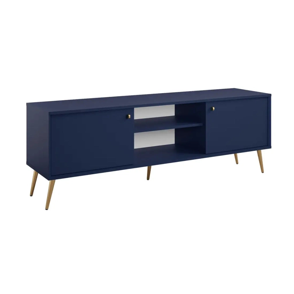 Mobile TV design AZURÉA – 2 porte & 2 nicchie – Blu profondo – 156x55x41 cm