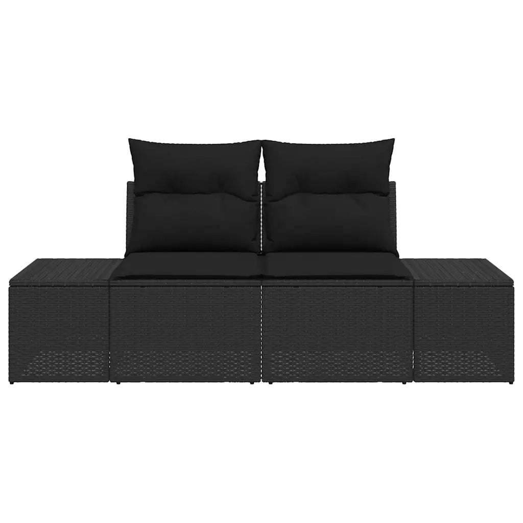 Divano da giardino con cuscino Nero 184 x 62 x 69 cm polyrattan 42006801
