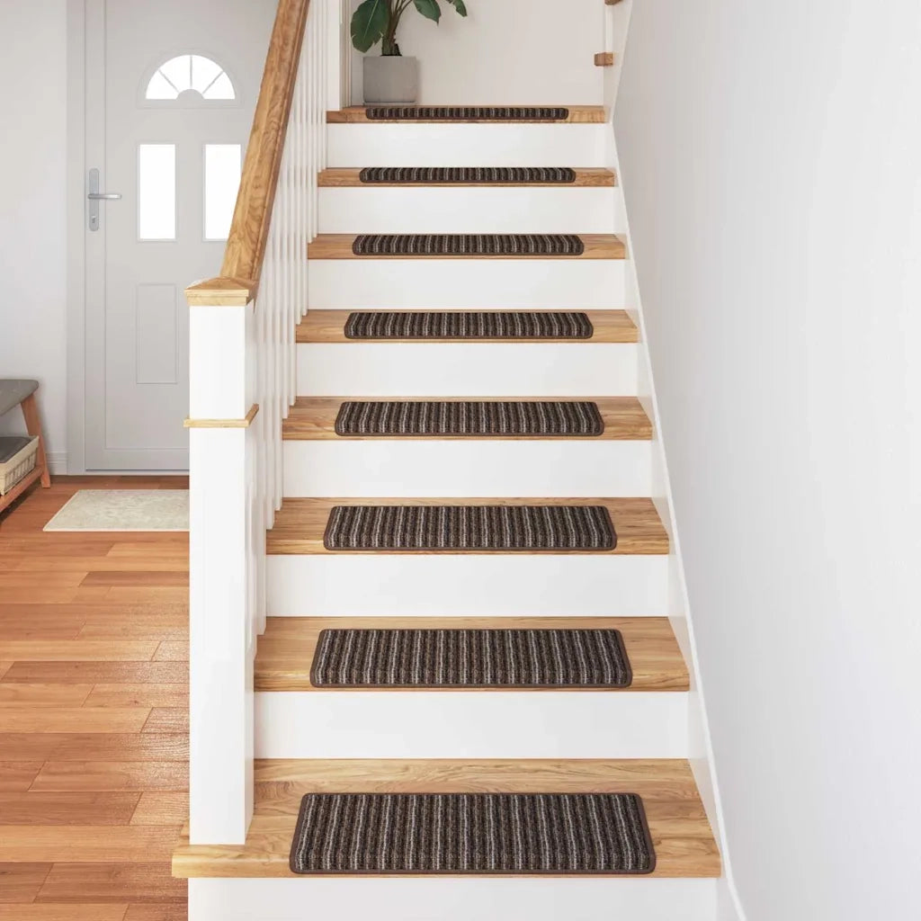 Tappetini per scale autoadesivi 15 pz | Gradini per Scale Marrone 65 x 21 x 4 cm
