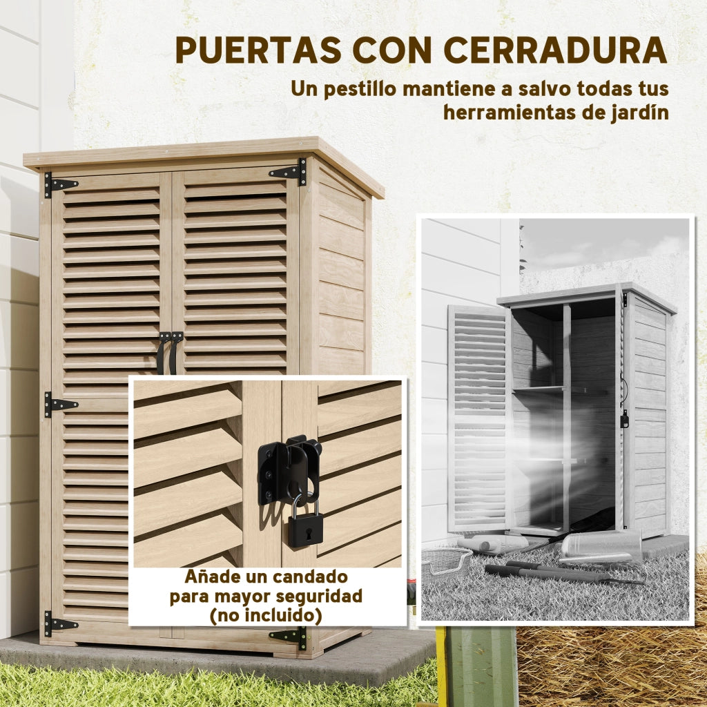 Armadio da Giardino in Legno ¨C zephmum ¨C Naturale 75x50x118 cm