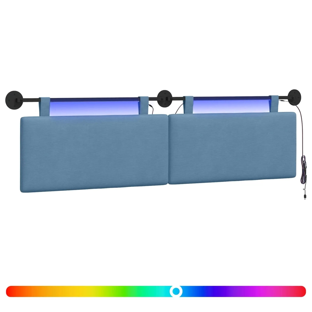 Testiera sospesa Con luce LED Blu Tessuto in Cords 3424329