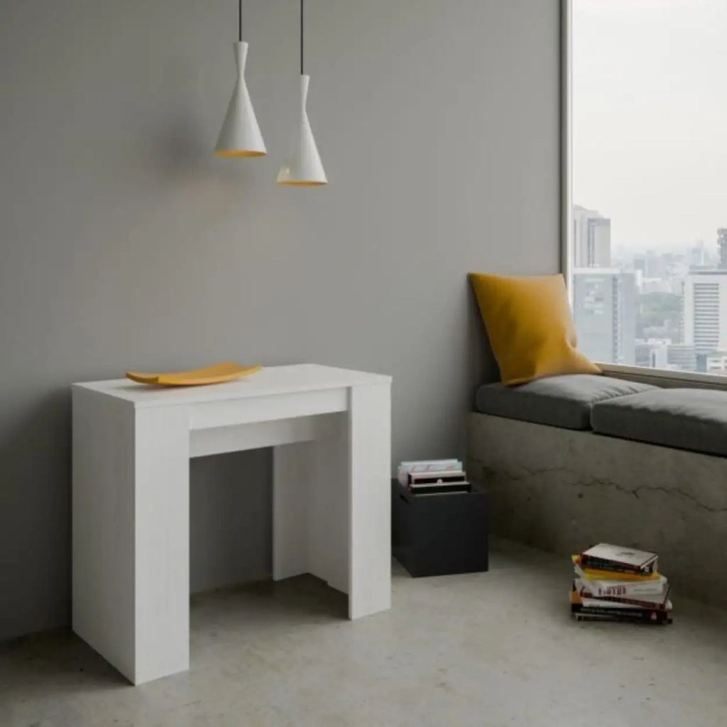 Consolle allungabile 90x48/308 cm Basic bianco frassino