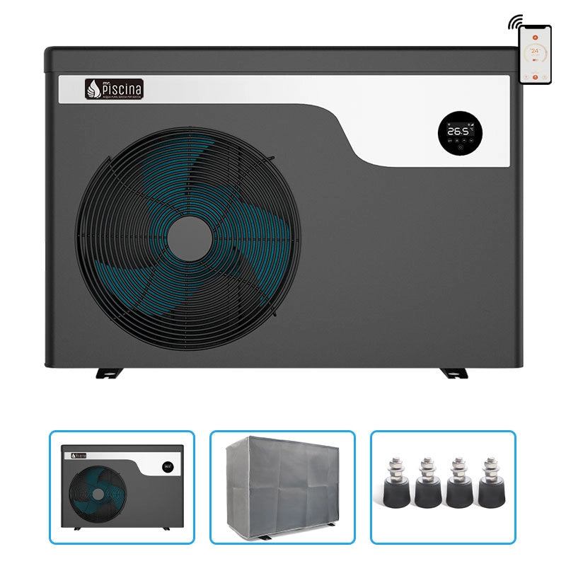 Pompa Di Calore Full Inverter Per Piscina Fino A 90 M³ Mr. Smart By Mr. Piscina® Con Copertura Protettiva E Piedini Antivibrazione