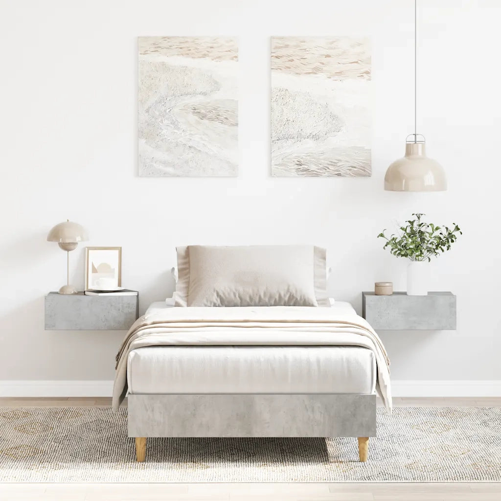 Letto singolo | Letto per adulti | Giroletto senza Materasso Grigio Cemento 100x200 cm Truciolato