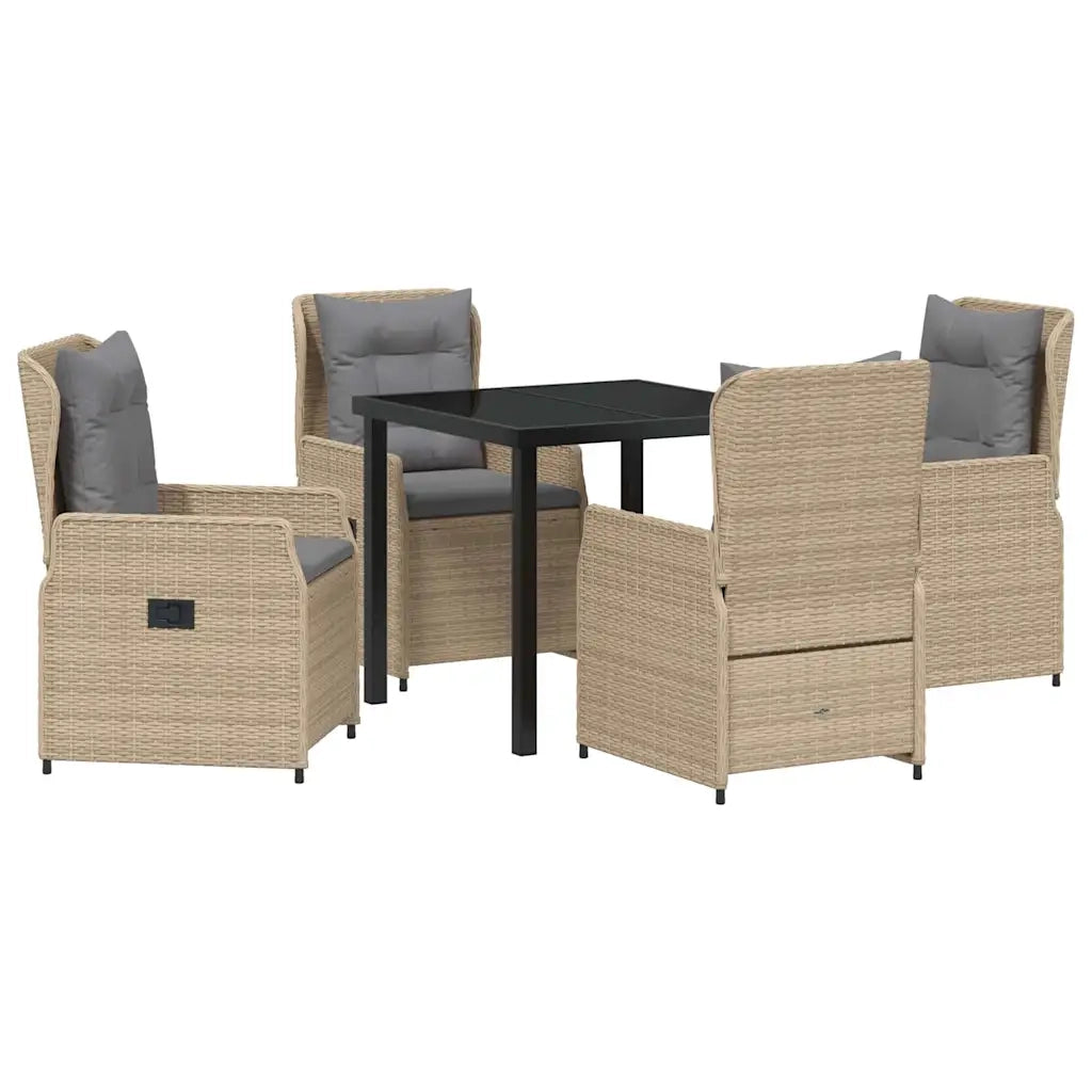 Set da Pranzo per Giardino 5 pcs Beige e Grigio Chiaro