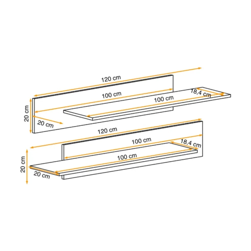 Scaffale FLY cachemire – set di 2 mensole da muro design scandinavo