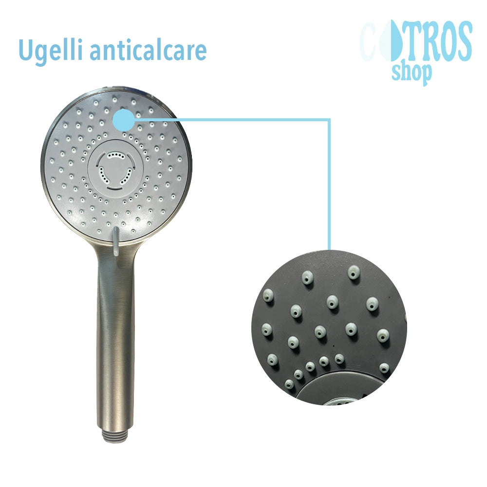 Doccetta nichel spazzolato 3 getti ugelli sistema anticalcare
