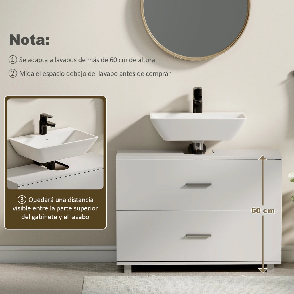 Mobile sottolavabo con 2 cassetti ¨C Xylo ¨C Bianco 80x30x60 cm