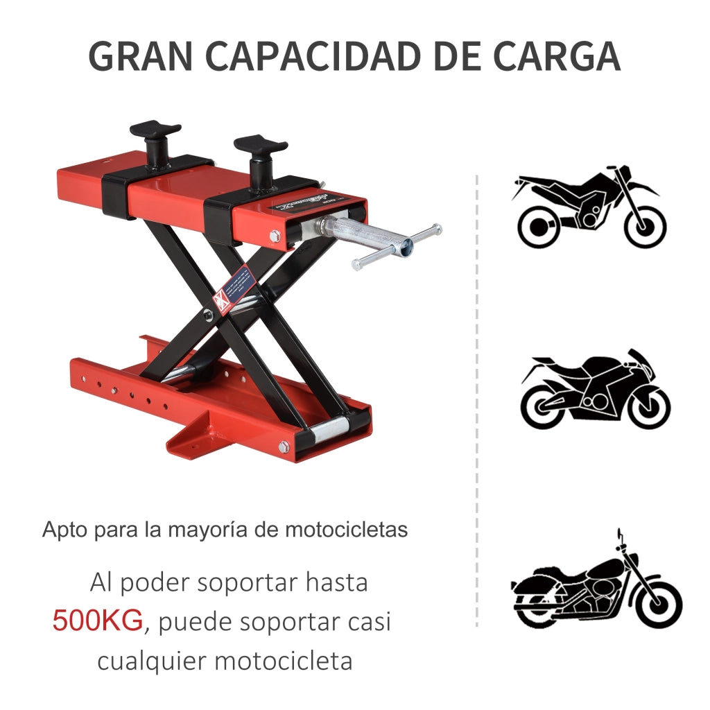 Piattaforma Elevatrice per Moto ¨C Xylo ¨C Capacit¨¤ 500kg, Altezza 19-53cm, Nero e Rosso