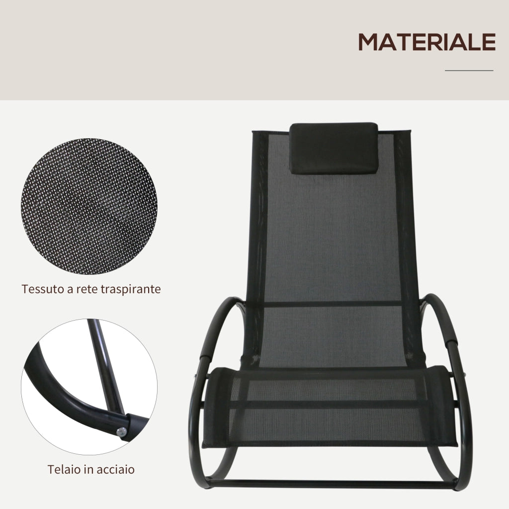 Sdraio da Giardino Zero Gravity con Cuscino ¨C Minimal ¨C 105x62x88cm, Nero