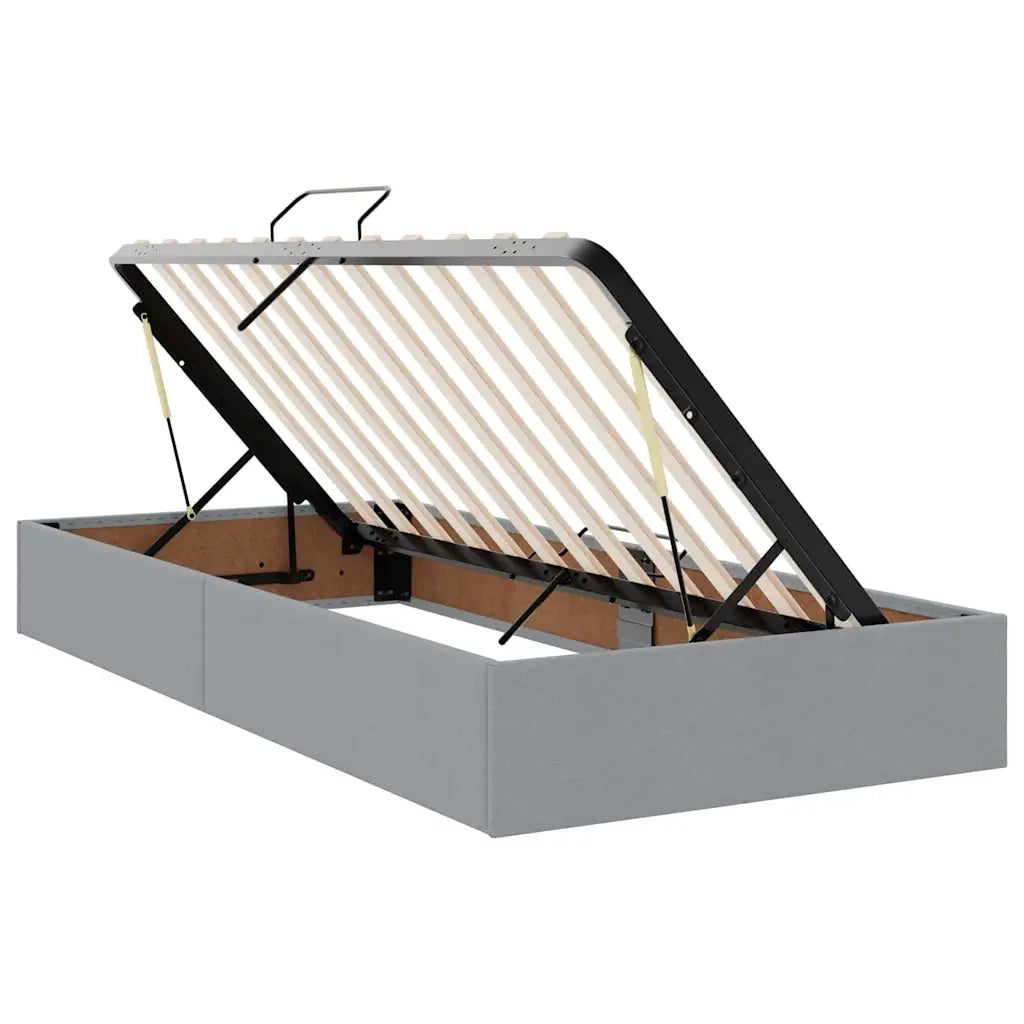 Letto con contenitore e LED Grigio chiaro 100 x 200 cm Tessuto