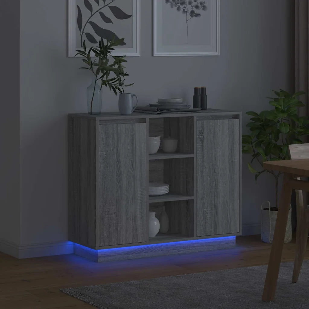 Madia LED Grigio Sonoma 90 x 32 x 75 cm Legno multistrato 869687