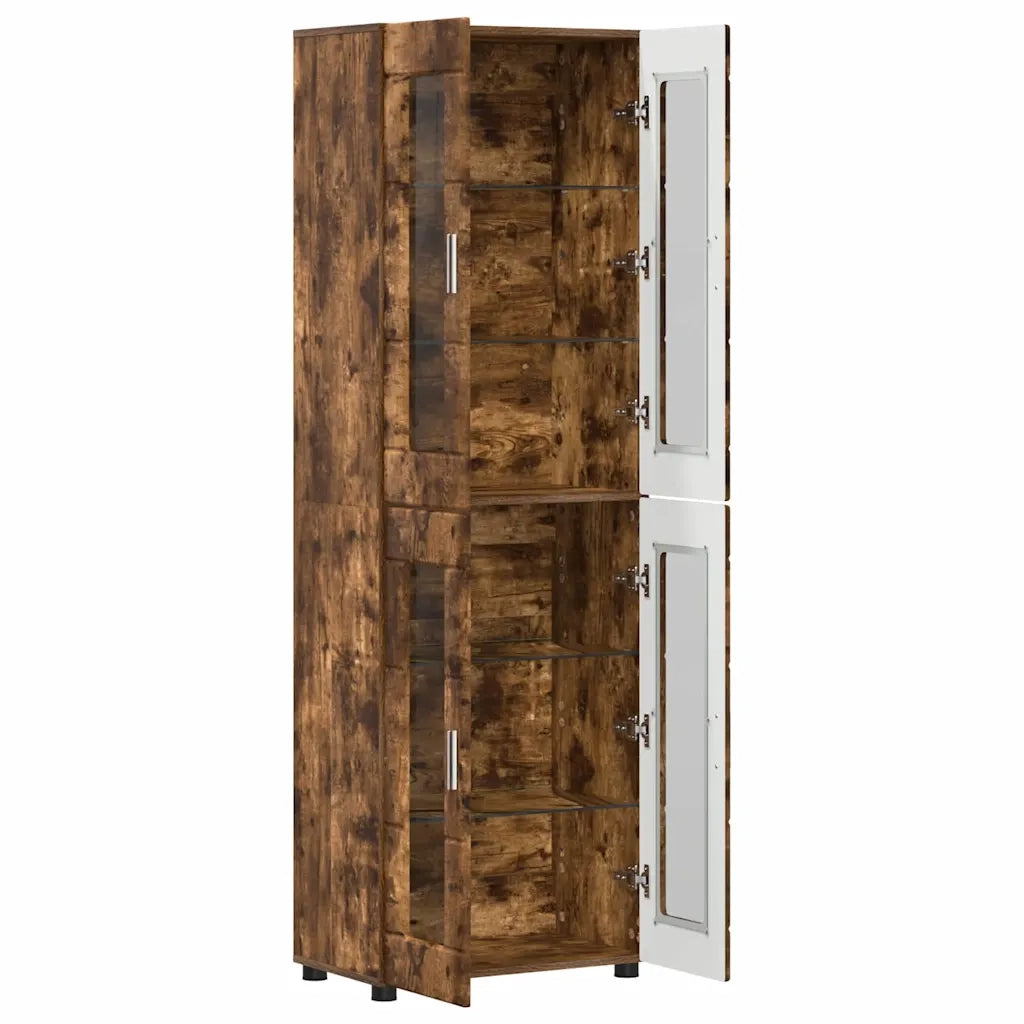 Credenza | Madia | Buffet da pranzo | Armadio da pranzo FLORIN Rovere fum¨¦ 60 x 35 x 182 cm Legno multistrato