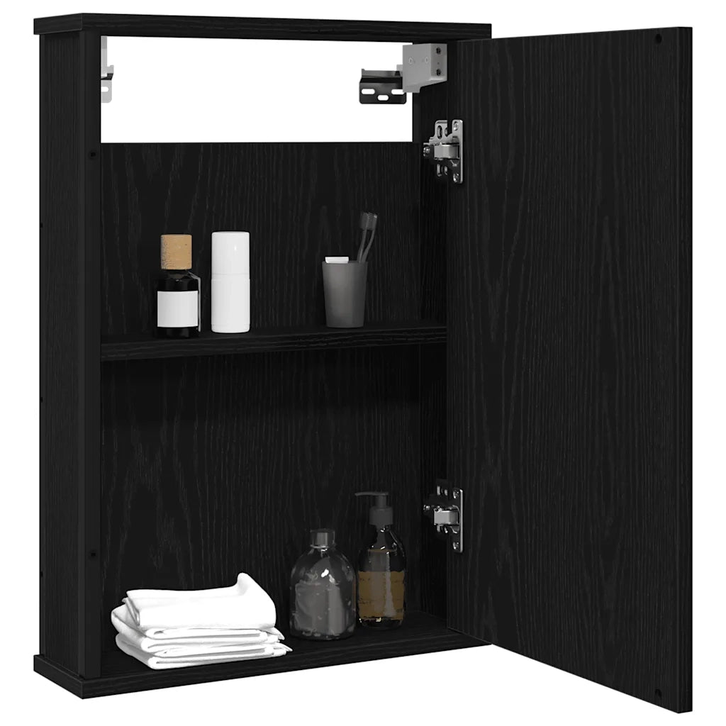 Mobile da Bagno con Specchio Rovere Nero 42x12x60 cm Truciolato 862231