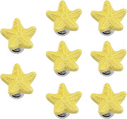 Set di 8 pulsanti di caricamento ceramici gialli a forma di stella con maniglia in acciaio inossidabile per cassetti base per comodino e armadio - Set di 8 maniglie oceaniche