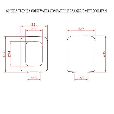 Copriwater Dedicato Rak Ceramiche serie Metropolitan Bianco