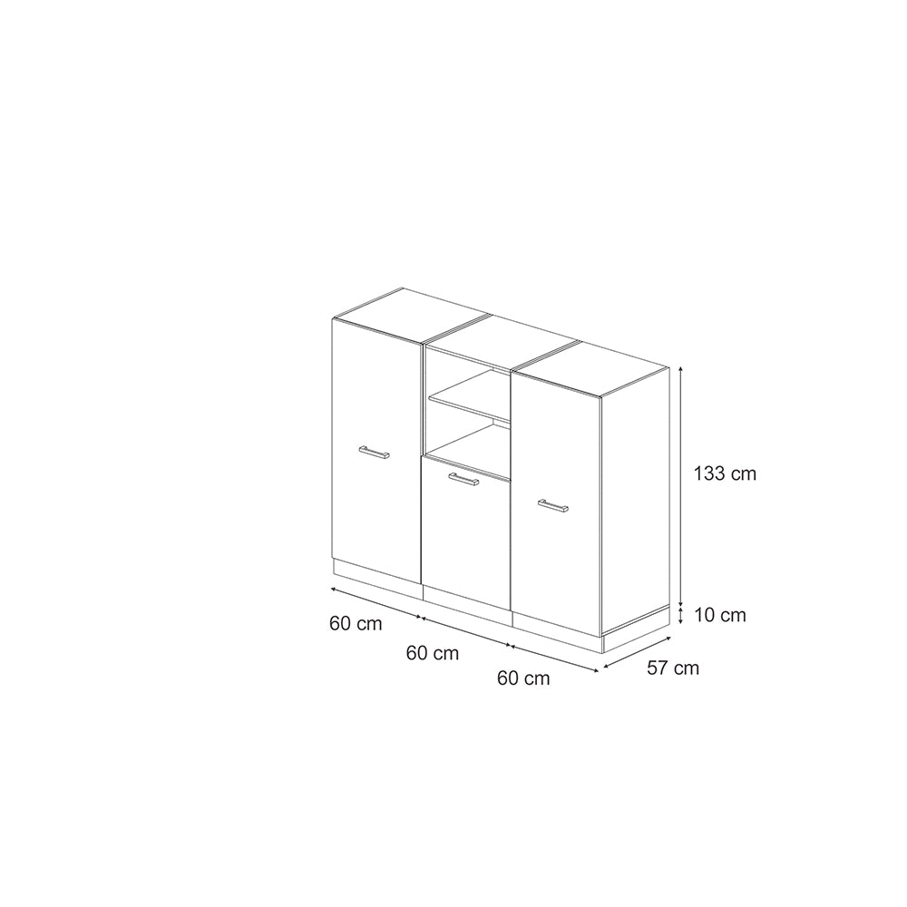 Cucine componibili piccole R-Line Grigio nobile/Rovere dorato 180 cm senza piano di lavoro Vicco