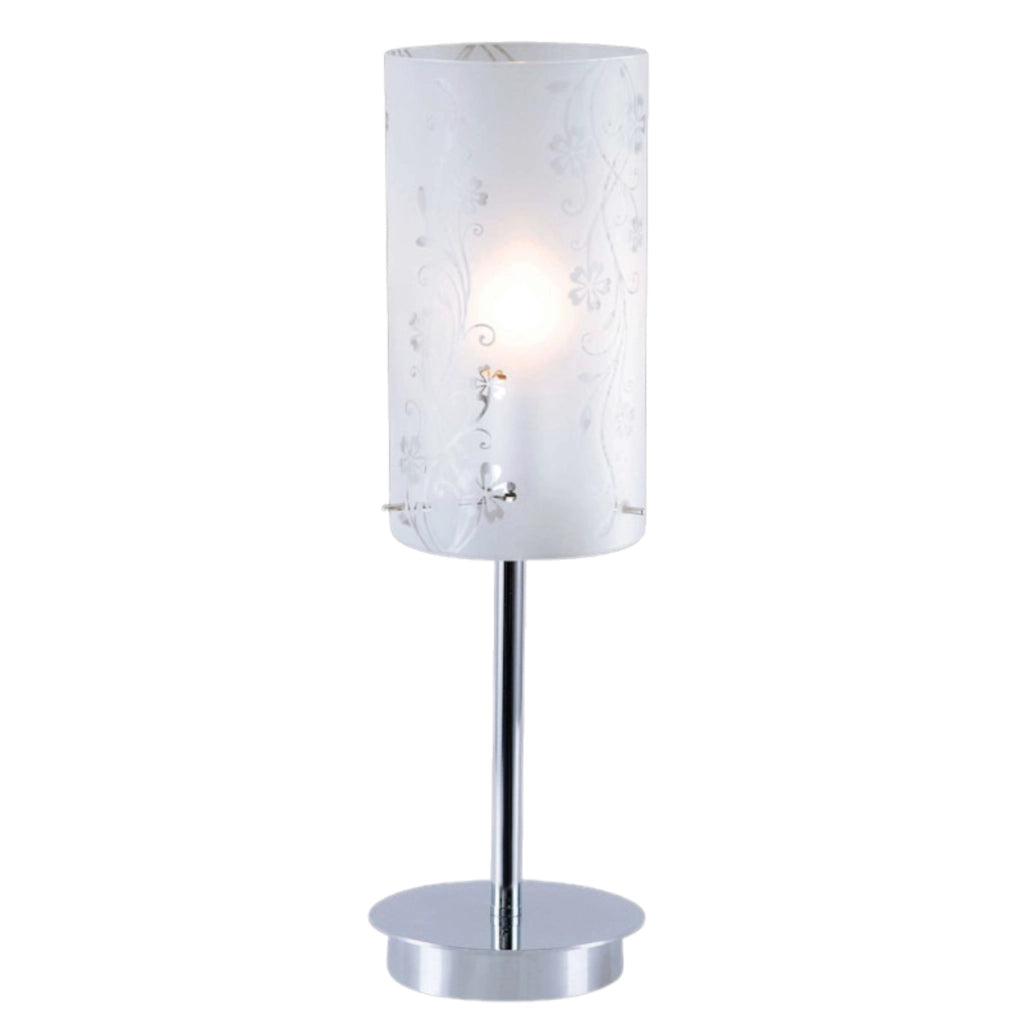 Lampada da tavolo Valve Italux cromata vetro opale E27
