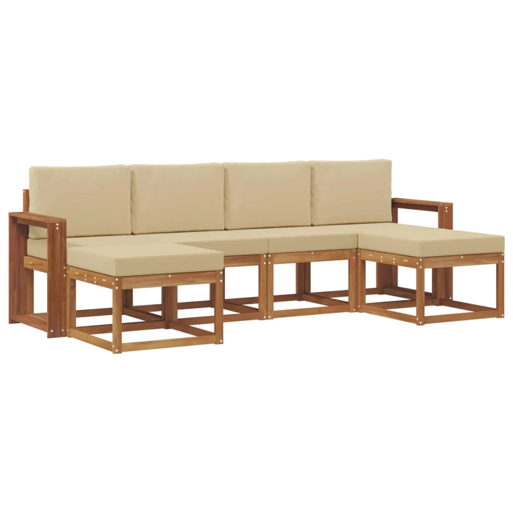 Set di divani da esterno con cuscino 6 pcs Naturale e Beige 3366786