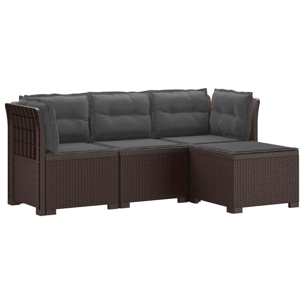 Divano da giardino 4 posti con cuscini aspetto rattan PP 3443947