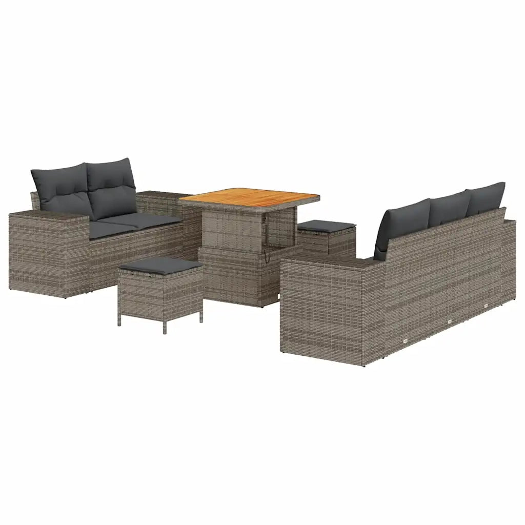 Set Divano da Giardino 8 pcs Grigio polyrattan 3361948