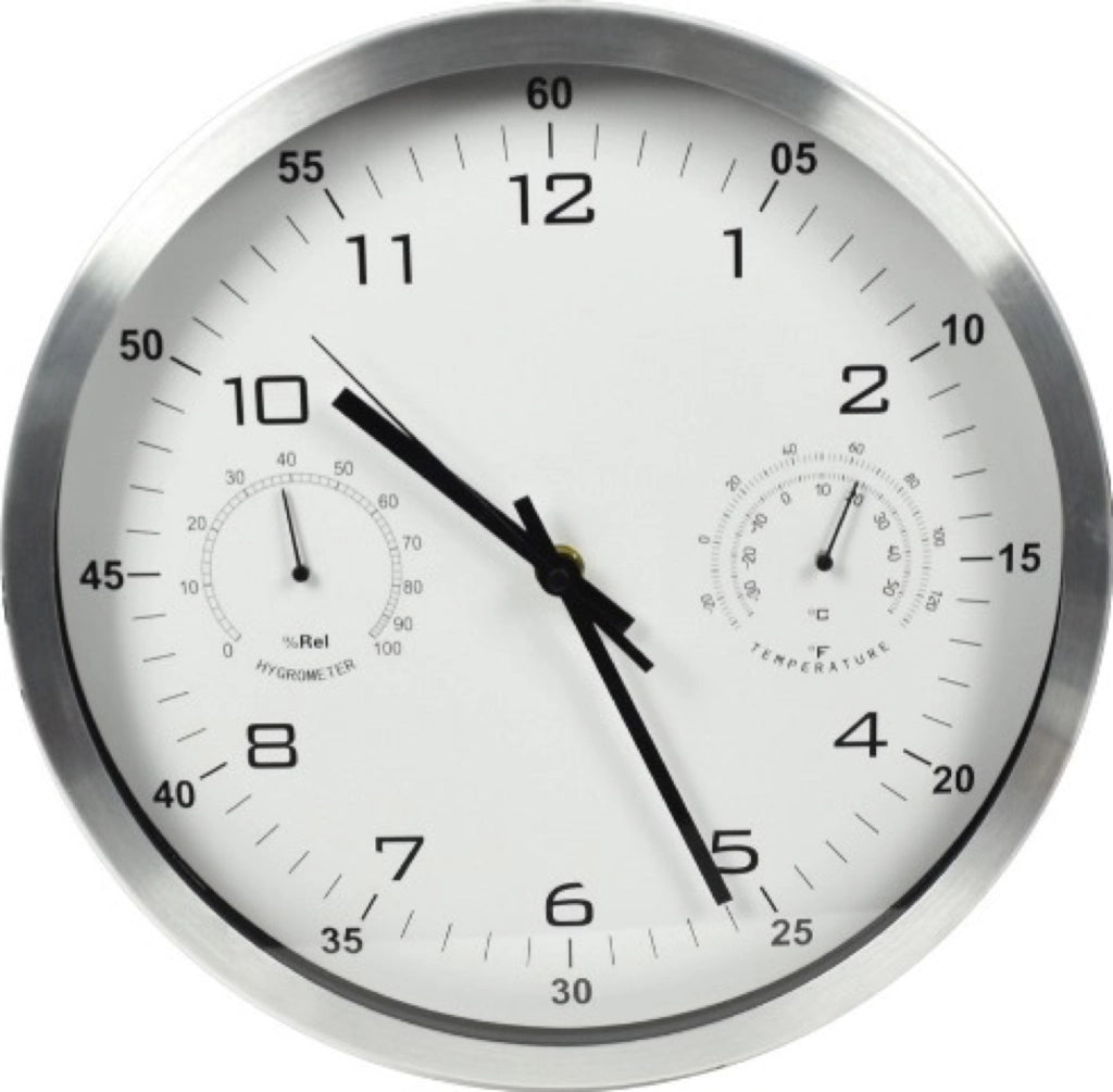MAURY'S OROLOGIO DA PARETE IN ALLUMINIO CON BAROMETRO 30 CM